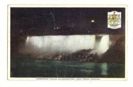 Cp, Etats-Unis, American Falls, Illuminated View From Canada, Voyagée ? - Other & Unclassified