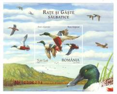 Romania ,2007 BIRDS VERY RARE BLOCK IMPERFORATED NUMEROTE MNH,OG,TIRAJ LIMITE - Zwanen