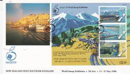 New Zealand 1998 Israel 1998 World Stamp Exhibition Mini Sheet FDC - FDC