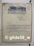 Facture Transports J. LE PAIGE - Affrêtements Transports à Grandes Distances - NANCY - 6 Septembre 1937 - Transports
