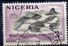 NIGERIA 1953 Jebba Bridge & River Niger - 3d. - Black And Purple FU - Nigeria (...-1960)
