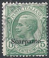 1912 EGEO SCARPANTO USATO EFFIGIE 5 CENT - RR11204 - Egée (Scarpanto)
