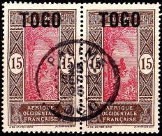 TOGO CAD Obl Cancel Stempel PALIME 25-09-1925 S/ Paire Horiz. YT 106 : 15c (brun Et Rose) Indigène Sur Palmier Kpalimé - Used Stamps