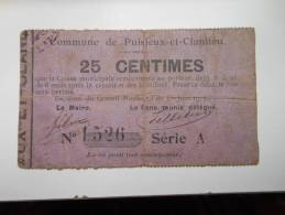 Aisne 02 Puisieux-et-Clanlieu , 1ère Guerre Mondiale 25 Centimes R - Notgeld