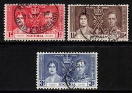 Nigeria Scott 50/52 - SG46/48, 1937 Coronation Set Used - Nigeria (...-1960)