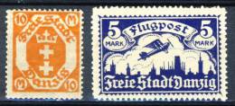 1921/22 Two Stamps From Danzig In Mint Hinged Condition - Neufs