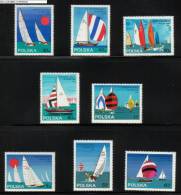 POLAND 1965 WORLD CHAMPIONSHIPS FINN CLASS YACHTS SET OF 8 NHM Yachting Boats Sailing Water Sports - Ongebruikt