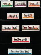 POLAND 1965 OLD HORSE DRAWN CARRIAGES SET OF 9 NHM Horses Stagecoaches - Ongebruikt