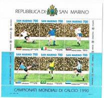 S.Marino 1990 - Foglietto Nuovo** Campionati Mondiali Di Calcio "ITALIA 90" 6 Valori X £. 700 - Blocchi & Foglietti