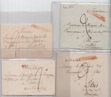 PRECURSEUR NOBLESSE LOT DE 4 DEVANT DE LETTRE POUR LE COMTE MARQUIS DE TRAZEGNIES CHATEAU ITTRES PAR NIVELLES - 1815-1830 (Holländische Periode)