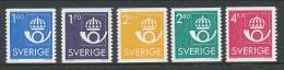 Sweden 1985-1986.The Postal Office Emblem, Steel Engraving Recess, Set Of 5,  See Scann, MNH (**) - Neufs