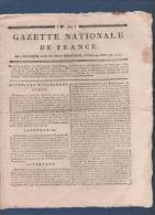 GAZETTE NATIONALE DE FRANCE 24 08 1795 - FRANCFORT - HOLLANDE - LAVAL - ROUEN BABOIS - TARIF POSTES & MESSAGERIES - - Giornali - Ante 1800