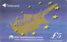 Cyprus, CYP-M-79, 29CYPA, £5, 31 March '98 The Start Of Negotiations For Cyprus EU Entry, 2 Scans.  Please Read. - Cyprus