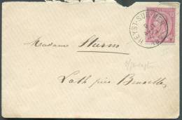 N°46 - 10 Centimes Carmin S/gris, Obl. Sc HEYST-SUR-MER S/Enveloppe Du 9 Août 1890 Vers Loth.  TB Frappe - 8519 - 1884-1891 Leopold II