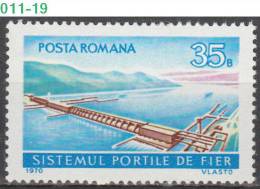 ROMANIA, 1970, Hydroelectric Iron Gate Of The Danube,  Energies, Electricity, MNH (**), Sc/Mi 2187 / 2864 - Agua