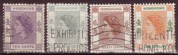 - HONG KONG   - 1954 - YT N° 177 + 179 + 181 + 185 - Oblitérés - - Used Stamps