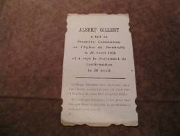 BC4-2-100 CDP Souvenir Communion  Albert Gillent Sombreffe 1928 - Communie