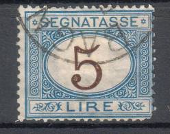 Regno D'Italia - 1870 Segnatasse (usato) 5 Lire Azzurro E Bruno Sass. 13 - Portomarken