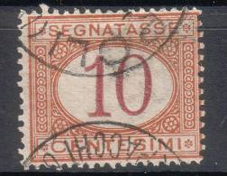 Regno D'Italia - 1870 Segnatasse (usato) 10 C. Ocra E Carminio Sass. 6 - Postage Due