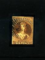 NEW ZEALAND - 1857  FULL FACE QUEEN  3 D. BROWN NO WMK FINE USED - Oblitérés