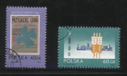 POLAND 1965 70TH ANNIV OF THE PEOPLE´S PARTY SET OF 2 USED Wheat Sheath Clover Leaf Mill Factory Newspaper Communism - Ongebruikt