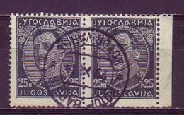 KING ALEXANDER-25 P-TYPE II-PAIR-POSTMARK-KOTOR-VAROŠ-BOSNIA AND HERZEGOVINA-YUGOSLAVIA-1931 - Usados