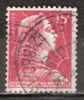 Timbre France Y&T N°1011 (03) Obl.  Marianne De Muller.  15 F. Rose Carminé. Cote 0,15 € - 1955-1961 Marianne (Muller)