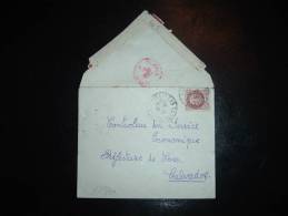 LETTRE TP PETAIN 1,50F OBL. 13-3-44 CONDE S/NOIREAU (14 CALVADOS) + CACHET ROUGE PREFECTURE CALVADOS 15 MARS 1944 - 1941-42 Pétain