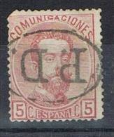 Sello 5 Cts Carmin Amadeo 1872, Marca PD En Oval, Num 118a º - Usati