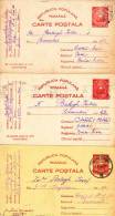 POSTCARD STATIONERY ENTIER POSTAL 6LEI 1951 ERROR COLOR 3X RED RARE! ROMANIA. - Briefe U. Dokumente