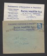 DF / ENVELOPPE ET PAPIER A ENTÊTE / HORTICULTURE ET PEPINIERES RAOIUL MARTIN FILS CARPENTRAS VAUCLUSE 1947 - Agriculture