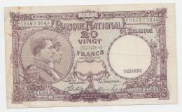 Belgium 20 Francs 1944 VF+ CRISP Banknote P 111 - 20 Francs