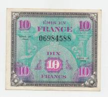 France 10 Francs 1944 VF++ CRISP Banknote P 116 - 1944 Drapeau/Francia