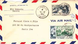 9203# LETTRE PAR AVION Obl PAPEETE TAHITI 1954 VIA AIR MAIL Pour PARIS - Other & Unclassified