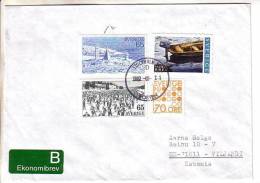 GOOD SWEDEN Postal Cover To ESTONIA 2002 - Good Stamped: Marathon ; Boat ; Lighthouse - Briefe U. Dokumente