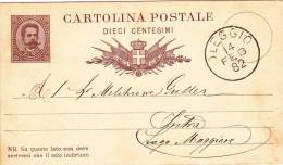 CARTOLINA POSTALE ITALIANA,PC STATIONERY  SENT TO MAIL IN 1882. - Stamped Stationery