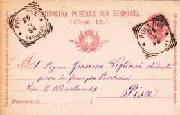 CARTOLINA POSTALE ITALIANA,PC STATIONERY  SENT TO MAIL IN 1898. - Postwaardestukken