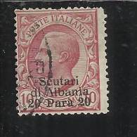 ITALY ITALIA LEVANTE SCUTARI D´ALBANIA 1909 - 1911 20 PA SU 10 C USED - Uffici D'Europa E D'Asia