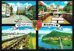 Grüss Aus MINDEN I.W. - Multivues : Markplatz / Schatschleuse / Porta Westfalica / Mittellandkanlbrücke über Die Weser - Minden