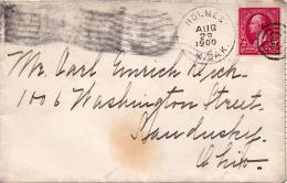 B01-377 Enveloppe US Postage Cachetée à La Cire - Envoi De Holmes 29-08-1900 N. DAK. - Reçue Le 31-08-1900 Sandusky Ohio - Covers & Documents