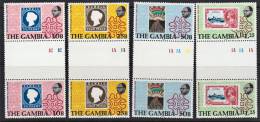 B0124 GAMBIA 1979,  SG 416-419 Rowland Hill Centenary Gutter Pairs  MNH - Gambia (1965-...)