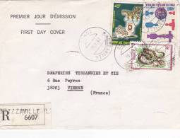 MARCOPHILIE, CONGO, Lettre Recom., 1980, Affranchissement Composé, BRAZZAVILLE, PA189 Serpent Café Espace/3426 - Other & Unclassified