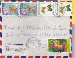 MARCOPHILIE, CONGO, Lettre Recom., 1984 Affranchissement Composé, BRAZZAVILLE, Papillon Fleur Plan Quinquennal/3462 - Andere & Zonder Classificatie