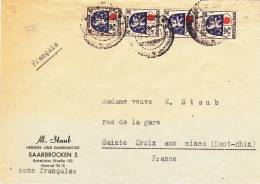 9282# ALLEMAGNE ZONE OCCUPATION FRANCAISE N° 9 X 4 LETTRE SAARBRUCKEN 1947 SAAR SARRE Pour STE CROIX AUX MINES HAUT RHIN - Amtliche Ausgaben