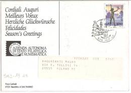 SAN MARINO, 1987, Cartolina D'auguri Azienda Filatelice Di San Marino - Lettres & Documents