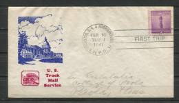 USA 1941 Cover Truck Mail Service First Trip - Poststempel