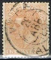 Sello 15 Cts Alfonso XII,  Fechador Trebol VERA (Almeria), Num 210 º - Used Stamps