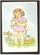 FILLETTE PANIER CHATS-MEISJE MET KATJES-LITTLE GIRL BASKET CATS  - SIGNE T.v.B. (Tilly Von Baumgarten) N°8068 - Baumgarten, Tilly Von
