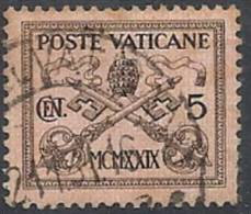 1929 VATICANO USATO CONCILIAZIONE 5 CENT - VTU001-2 - Usati
