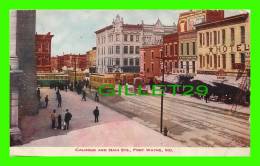 FORT WAYNE, IN - CALHOUN & MAIN STREETS - ANIMATED WITH TRAMWAYS - PUB. BY INDEPENDENT FIVE & TEN CENT STORES - - Fort Wayne